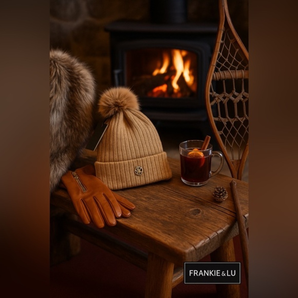 Michael Kors Camel Knit Beanie with Faux Fur Pom – NWT